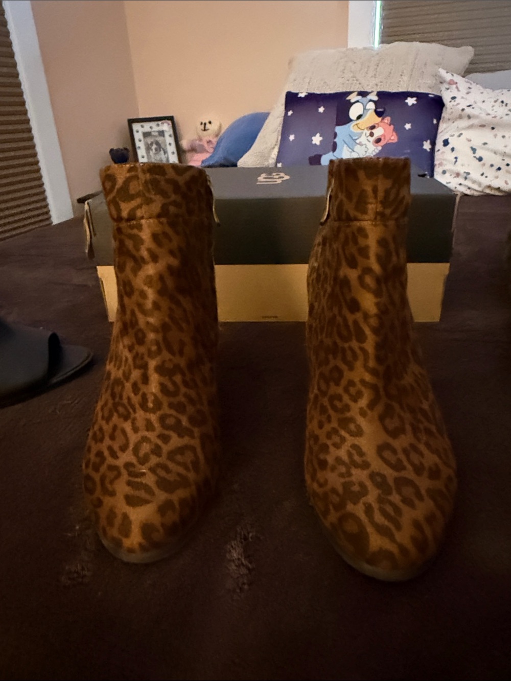 Leopard Print Ankle Boots - Women